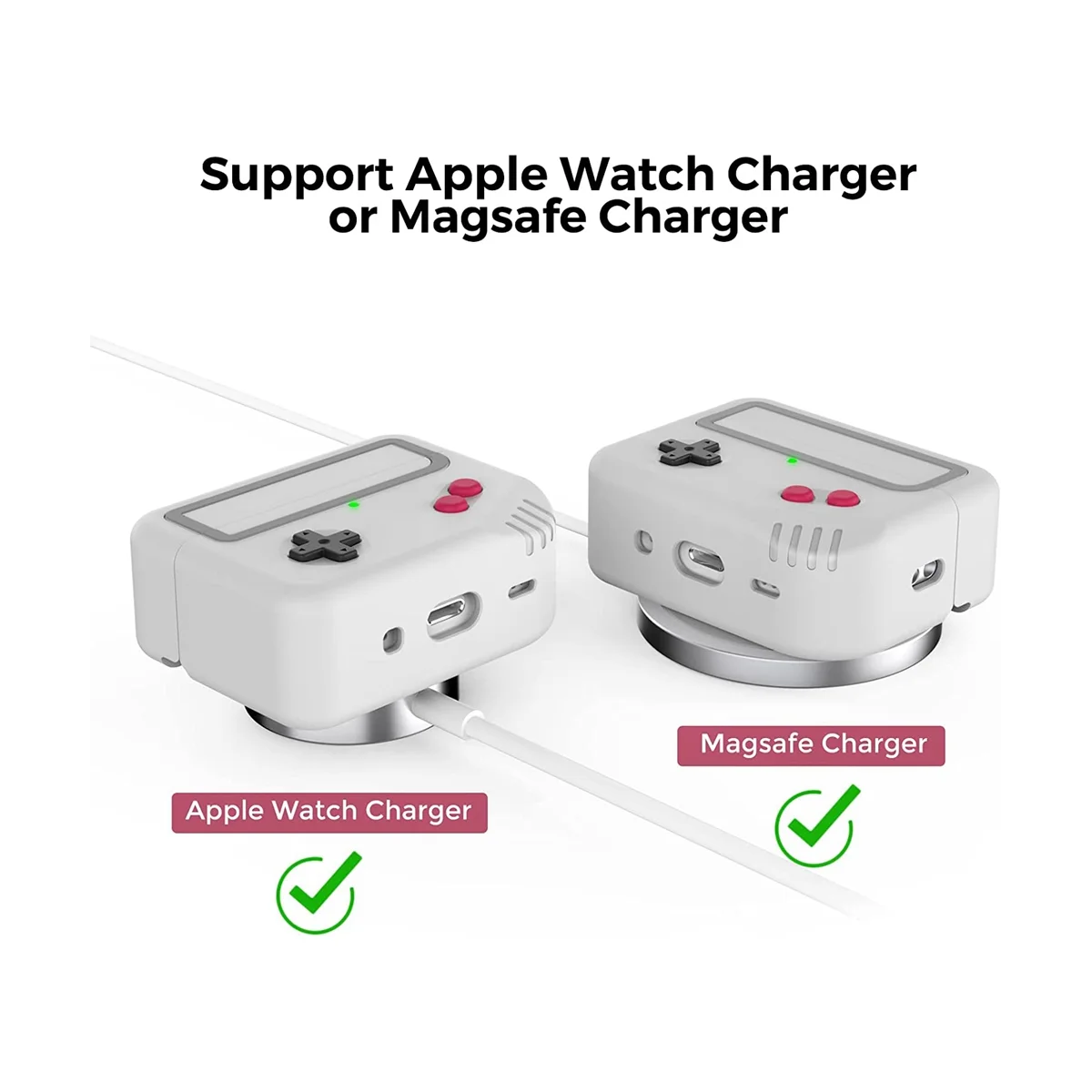 실리콘 케이스 보호 커버, 스킨 게임기 디자인, 지지대 무선 충전, 2 그레이 화이트