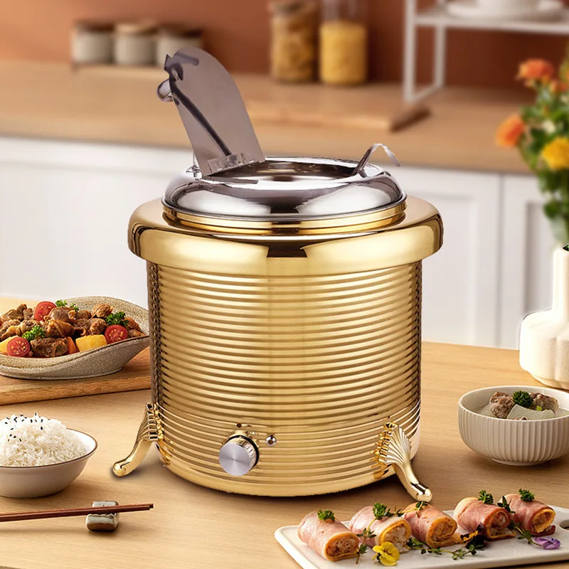 Commercial Electric Soup Warmer Porridge Heater Insulation Bucket Buffet Thermal Pot