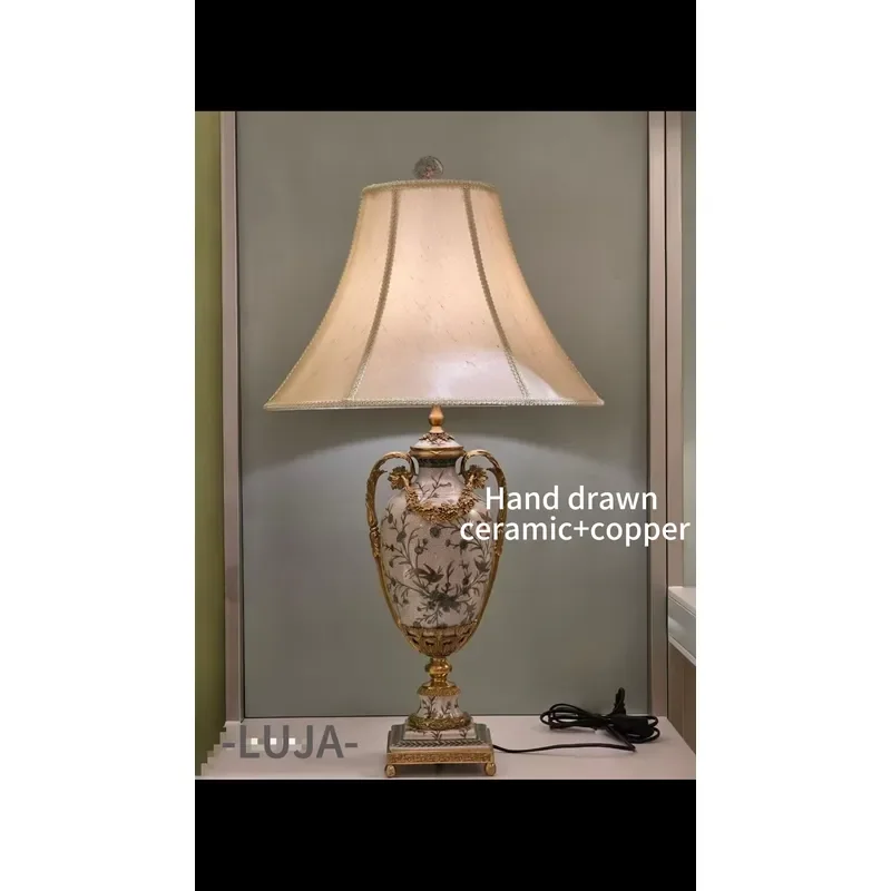 American Brass Ceramic Table Lamp Hand Made Decorative Bedside Table Lamp Reading Lamps for Bedroom