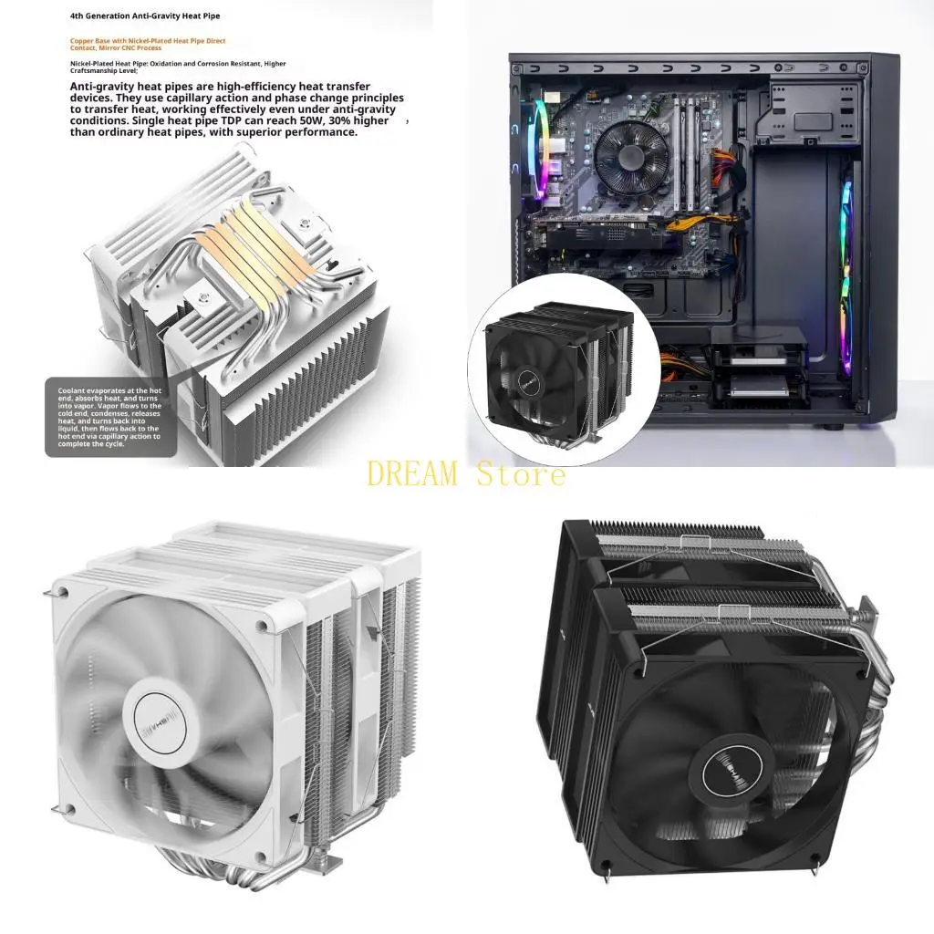 

Комплект охлаждения ПК Silents Operations, 2 вентилятора, 6 тепловых трубок с высокой проводимостью для нескольких процессорных