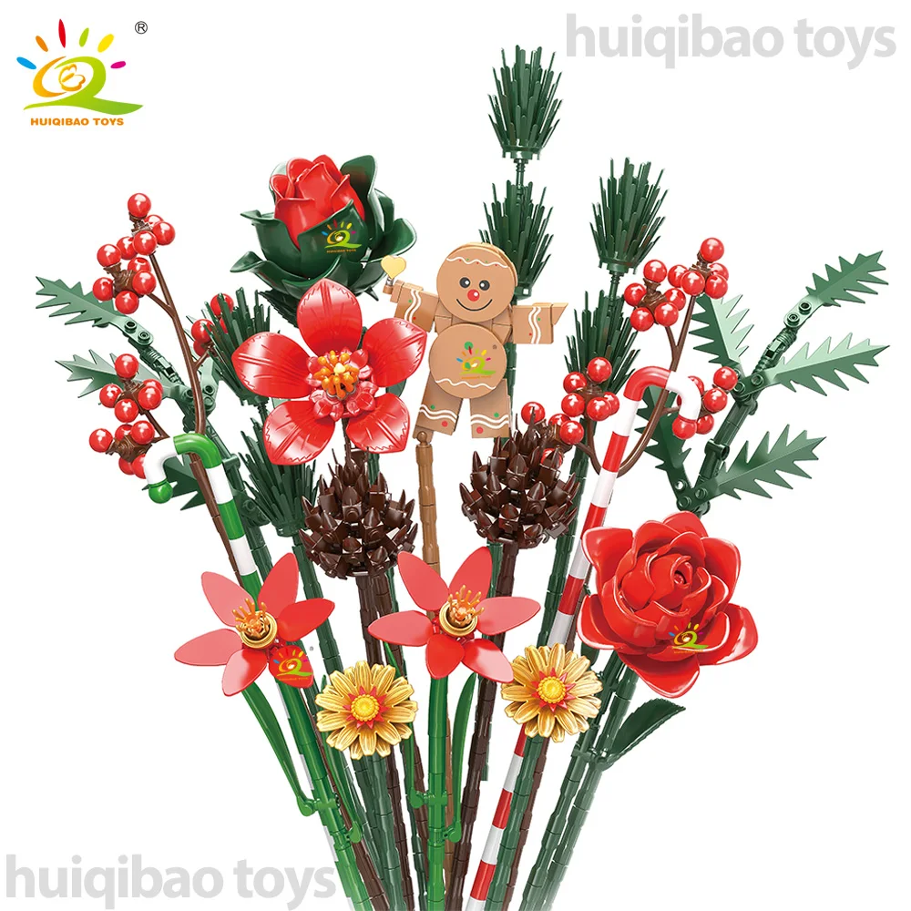 HUIQIBAO عيد الميلاد جارلاند باقة بنة DIY بها بنفسك رومانسية الزهور الطوب الحلي الزخرفية لعب الكبار سانتا كلوز هدية