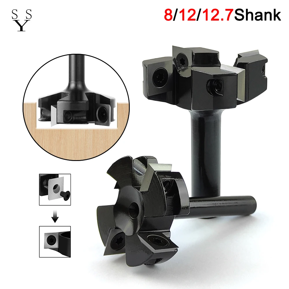 8/12/12.7mm Shank 4-Flutes Wood Planer Bit,CNC Spoilboard Surfacing Router Bit,Slab flattening milling cutter Woodworking Tools