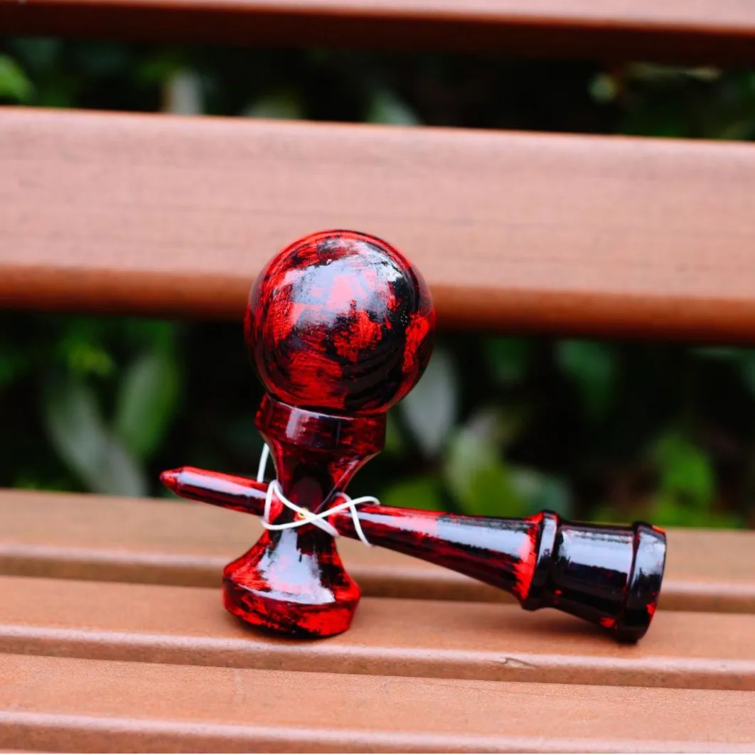 Graffiti Red Trick Ball Wood Kendama Toy Outdoor Fitness Balls Train Eye-hand Coordination For Kids Adults Juggling Toy
