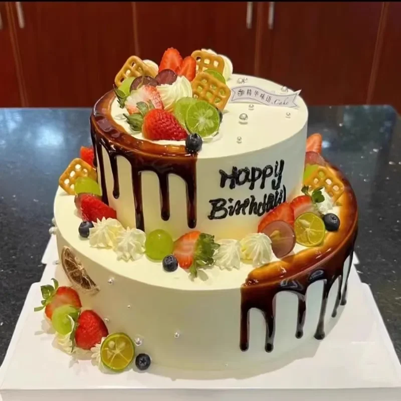 

Double Layer Simulation Cake Model, Cake Decoration Accessories, Plastic Fruit Artificial Cake Model, Window Display Samples