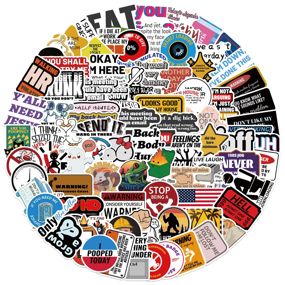 

100 шт. забавные наклейки для взрослых, мем, бутылки с водой, набор наклеек, водонепроницаемые наклейки для ноутбука, каски, шутка, саркастическая наклейка