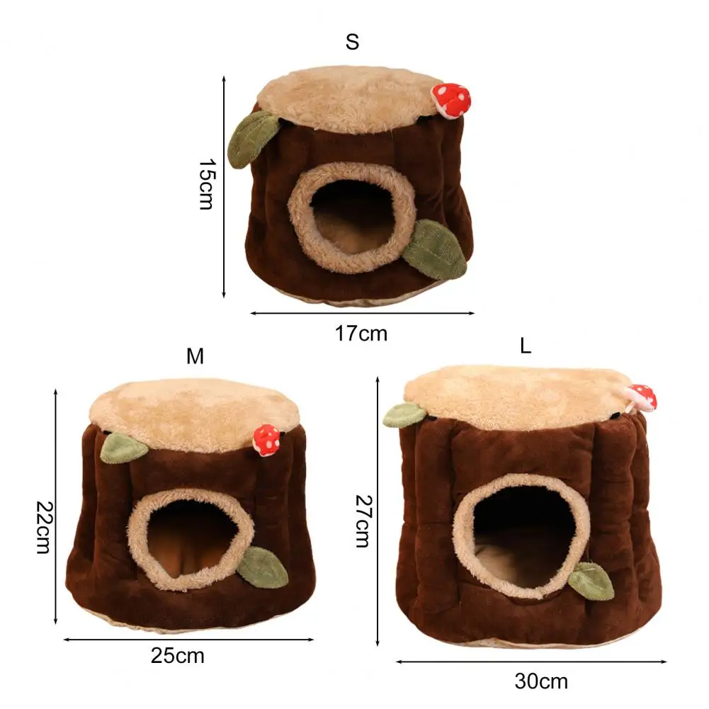 Convenient Hamster Nest Soft Hamster House Keep Warmth Stump Design Adorable Stump Design Squirrel Bed Cage