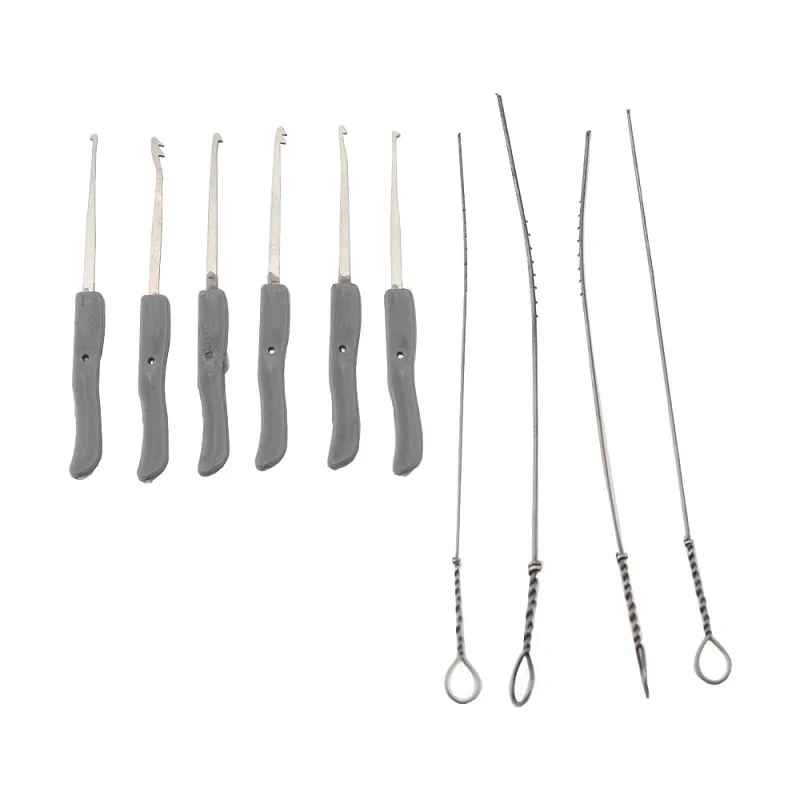 10Pcs Short Size Broken Key Extractor Set Professional  Tool Kit  Stainless Steel Key Removal Hook for Home Door and Padlock