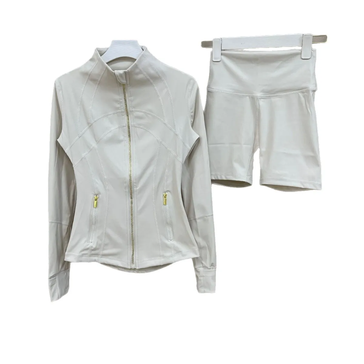 

Quad pants + jacket set, sports high waist long-sleeved breathable shorts, top, women's phosphor jacket, yoga suit set