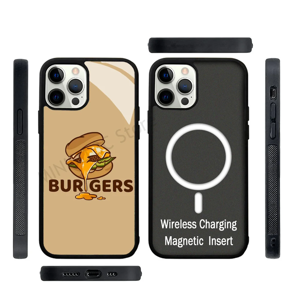 Hamburger Phone Case Strong Magnetic For IPhone 15 14 13 Pro Max 11 12 Mini For Magsafe