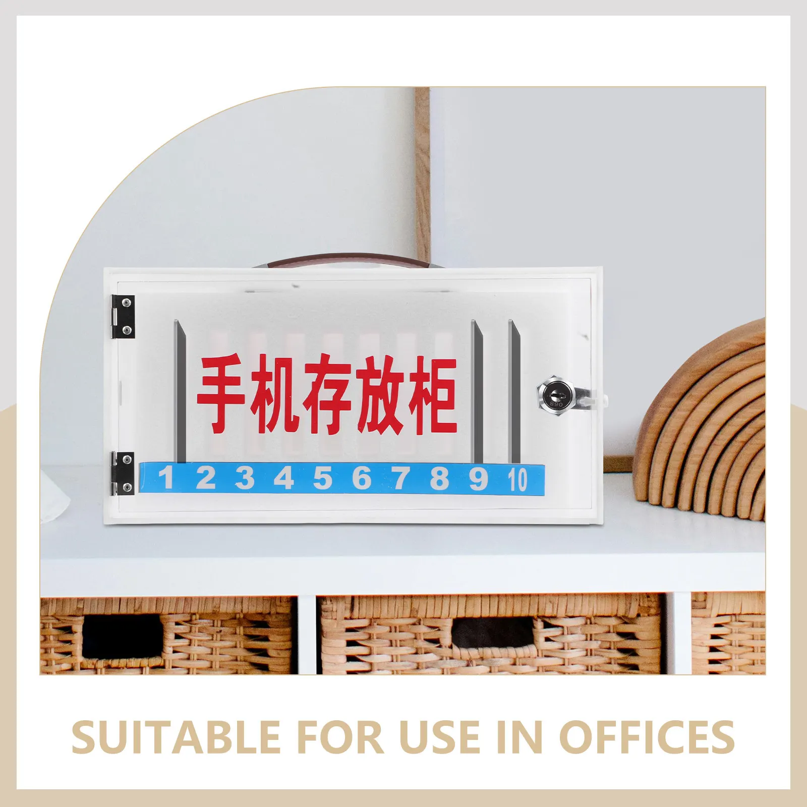 Phone Storage Cabinet Lockable Classroom Organizer Station for Mobile Devices Transparent Numbered Slots Sturdy Construction