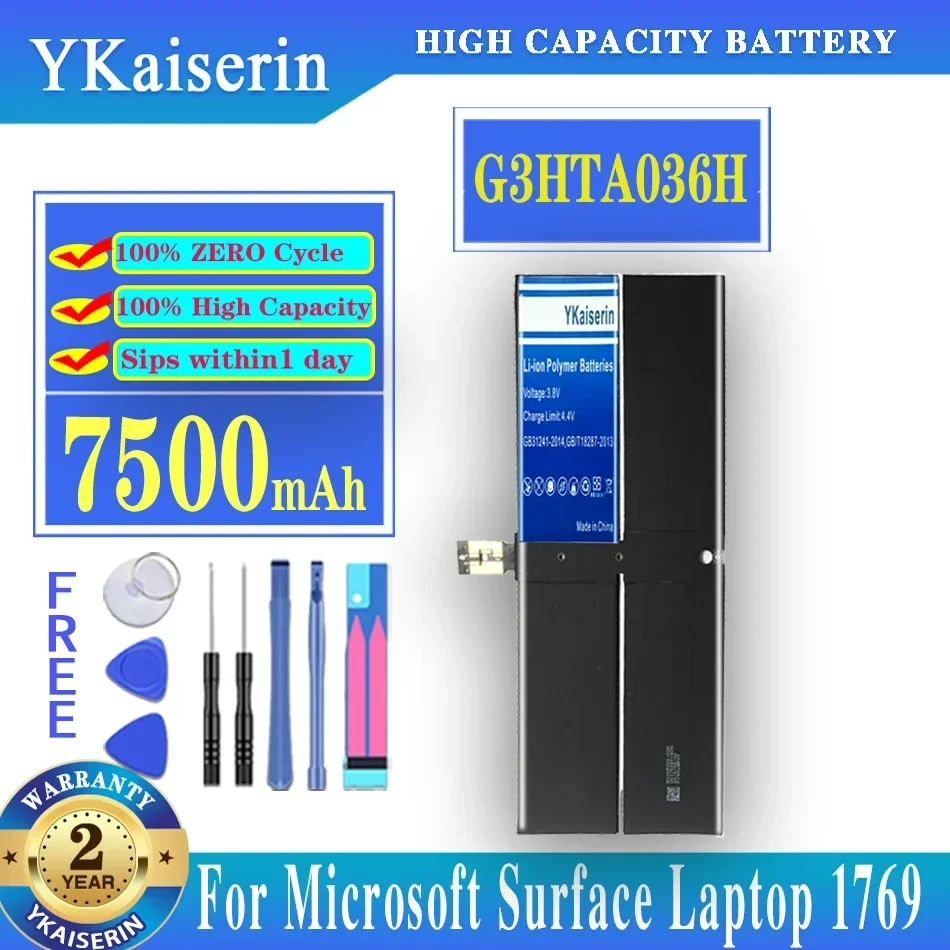 YKaiserin 7500mAh Battery For Microsoft Surface Laptop 1769 G3HTA036H Batteries With Tools + Track Code