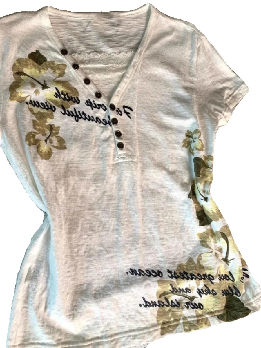 

Оригинальная белая футболка BaoYao Girl с принтом V-Ne ort Sve, женский кружевной лоскутный дизайн, летний хлопковый топ Faion