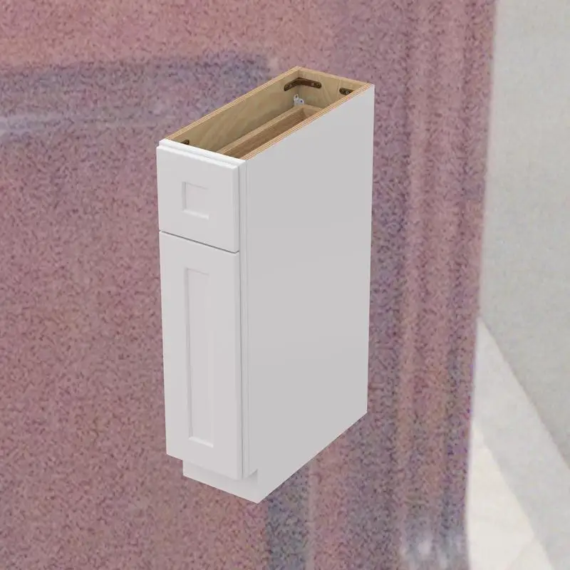 خزانة قاعدة بباب واحد من الخشب الصلب لتخزين الحمام والمطبخ مع أرفف قابلة للتعديل وجاهزة للتجميع (9 بوصات عرض ×