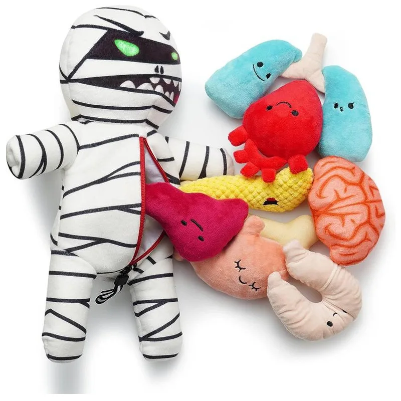 

Неразрушимые игрушки для собак «Мумия» на Хэллоуин с органами. Забавные плюшевые скрипучие игрушки для жевания собак. Интерактивная обучающая игрушка для домашних животных.