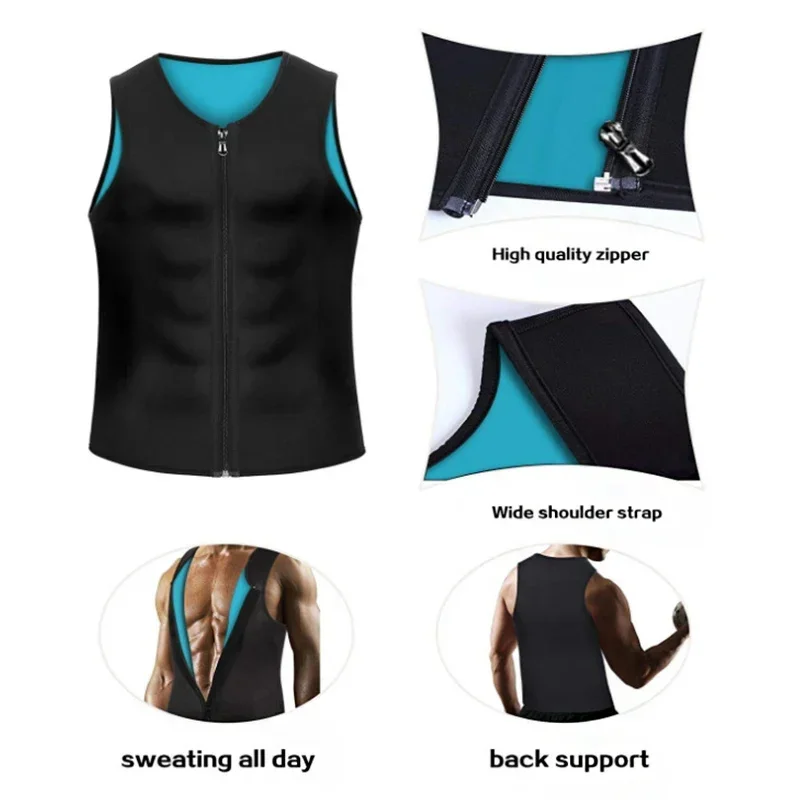 Men Body Shaper Waist Trainer Sauna Suit Sweat Vest Slimming Underwear Weight Loss Shirt Fat Burning Workout Tank Tops Shapewear