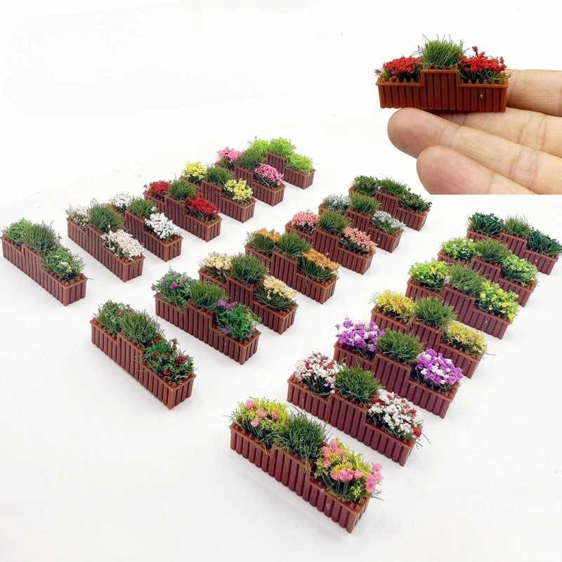 

Mini Flower Garden Colorful Flower Grass Bed Model Miniature Photography Sand Table Dollhouse DIY Craft Decoration Home Decor