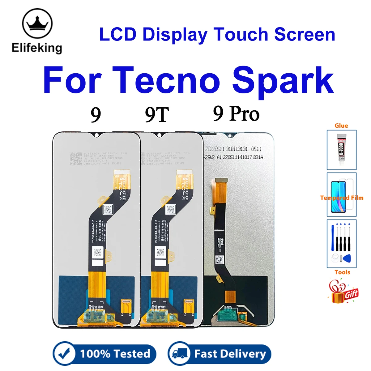 

Lcd For Tecno Spark 9 9T Display Touch Screen For Spark 9 Pro Digitizer for KG5p KH6 KH7 KH7n New Repair Parts Replacement