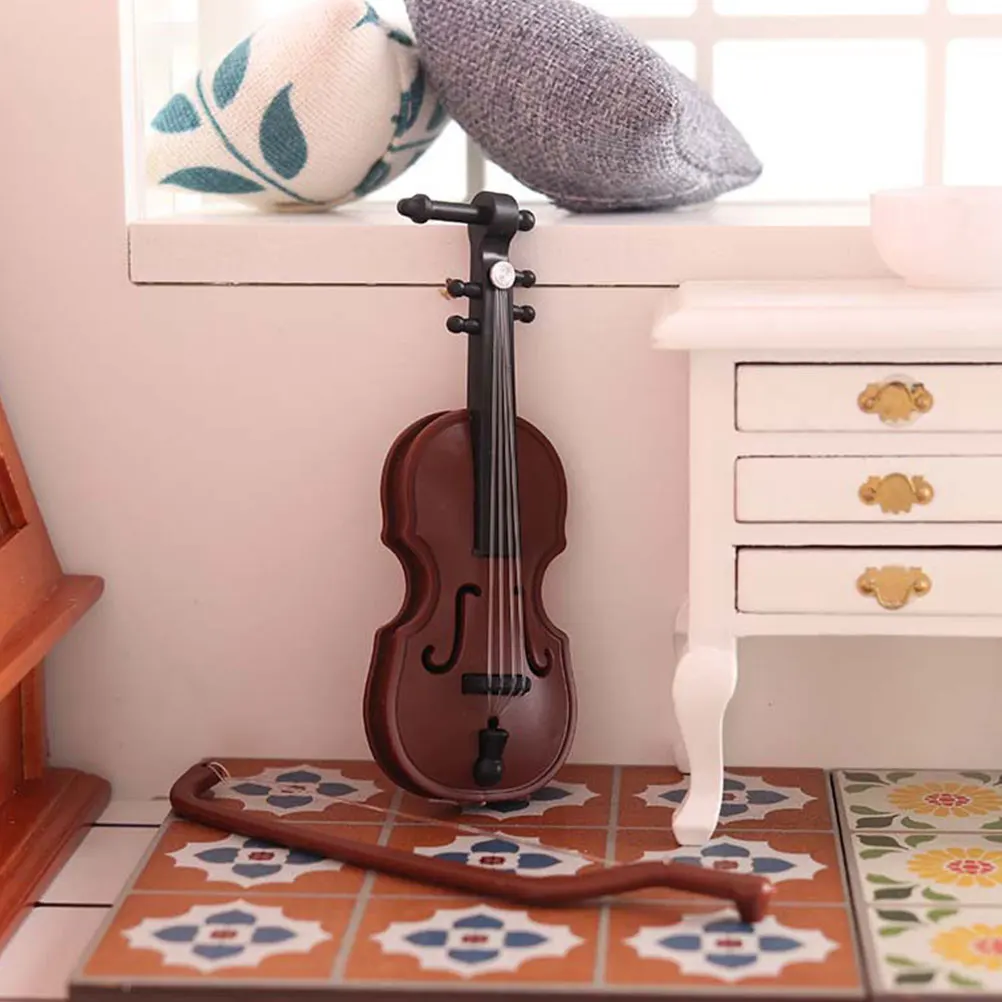 

10 Sets Christmas Violin Ornaments Office Decorations Mini Bulk Funny Resin Home Accessories