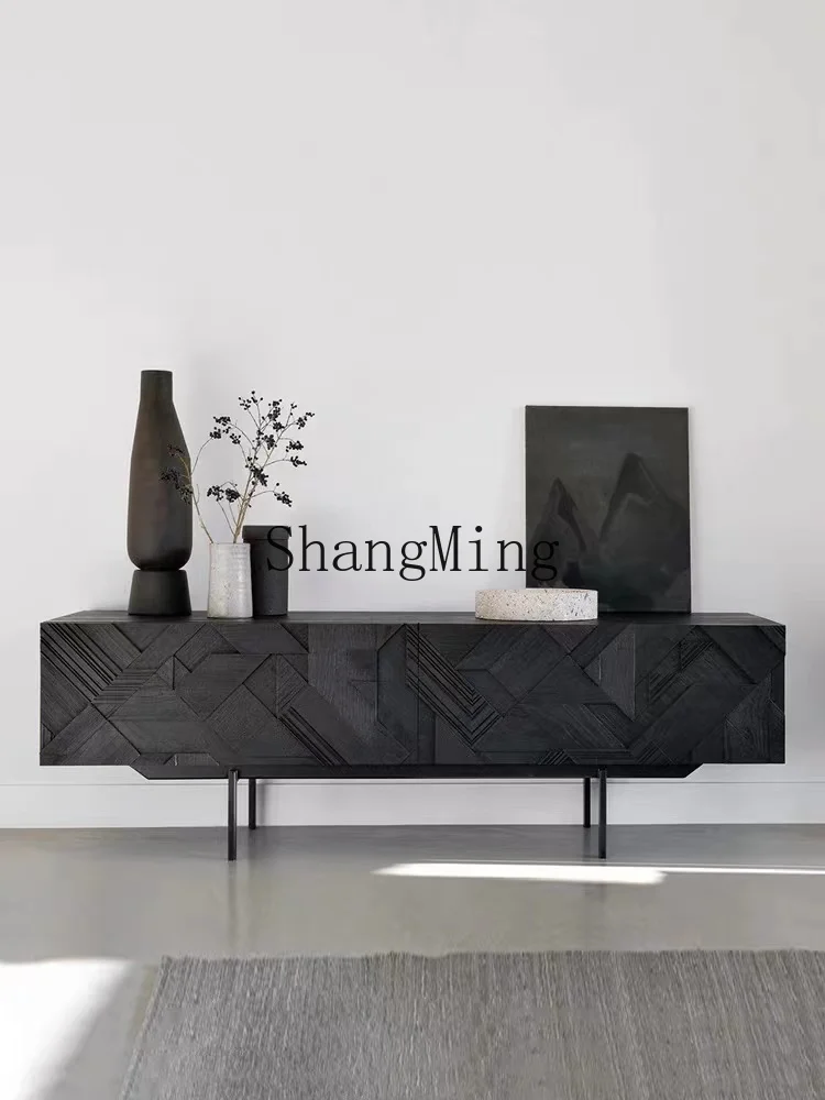 SM retro light luxury carved TV cabinet living room industrial wind solid wood TV cabinet