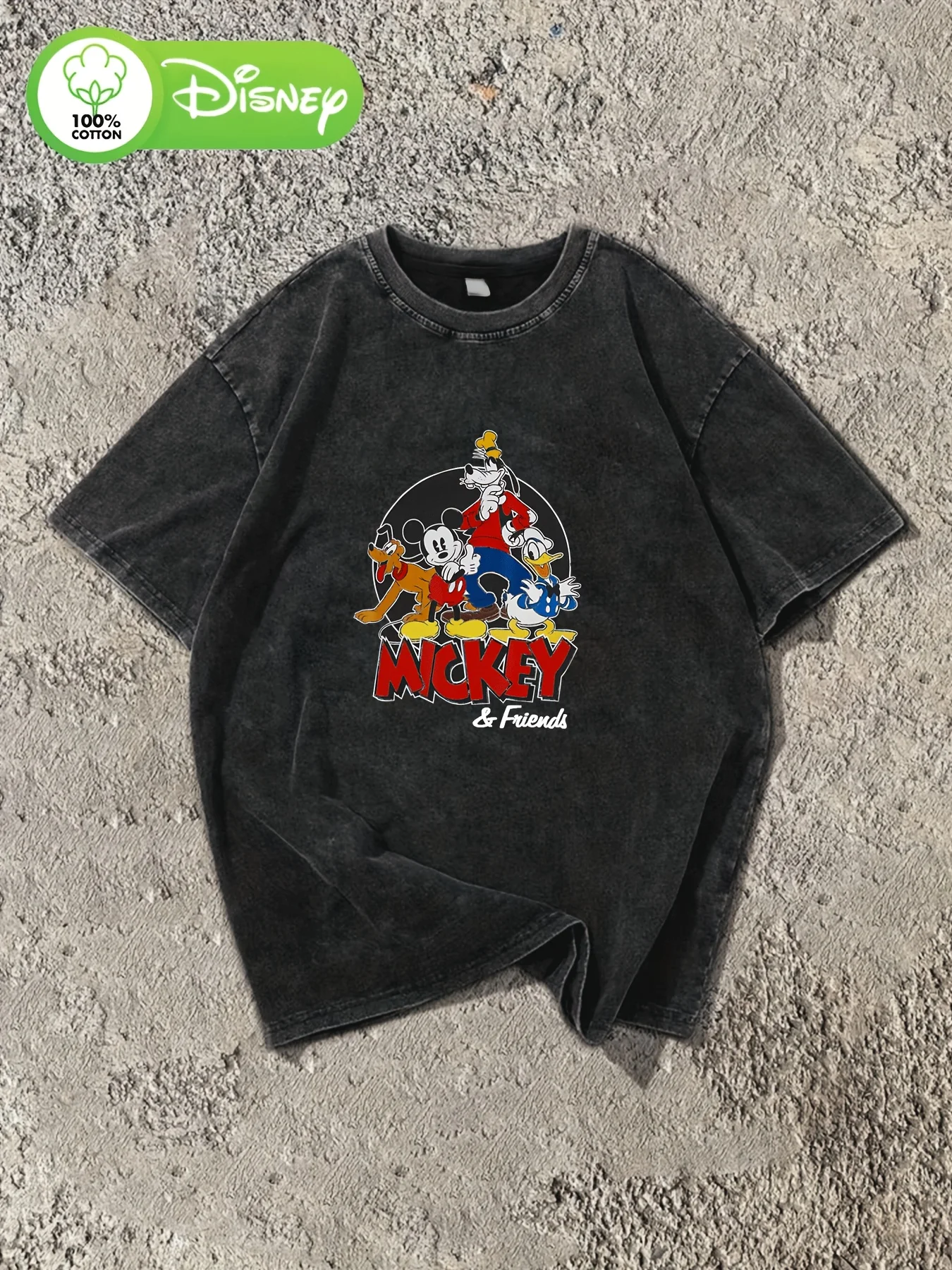 

Футболка с узором Disney «Микки и друзья» в стиле ретро, повседневная женская летняя футболка с круглым вырезом и короткими рукавами