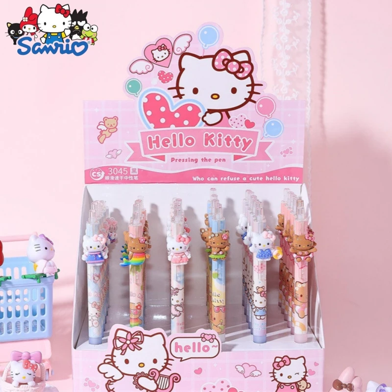 36pcs Sanrio Hello Kitty Gel Pen Cartoon Cute High-Value Writing Smooth Water Pen Signature Pen Student Stationery Wholesale