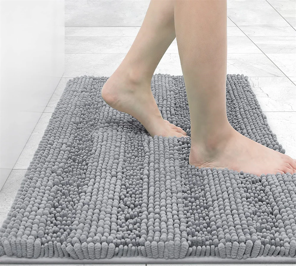 

Olanly Bathroom Rug Mat Non Slip Quick Dry Bath Mats Extra Thick and Super Absorbent Bath Rugs Microfiber Chenille Shower Carpet