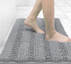 Olanly Bathroom Rug Mat Non Slip Quick Dry Bath Mats Extra Thick and Super Absorbent Bath Rugs Microfiber Chenille Shower Carpet