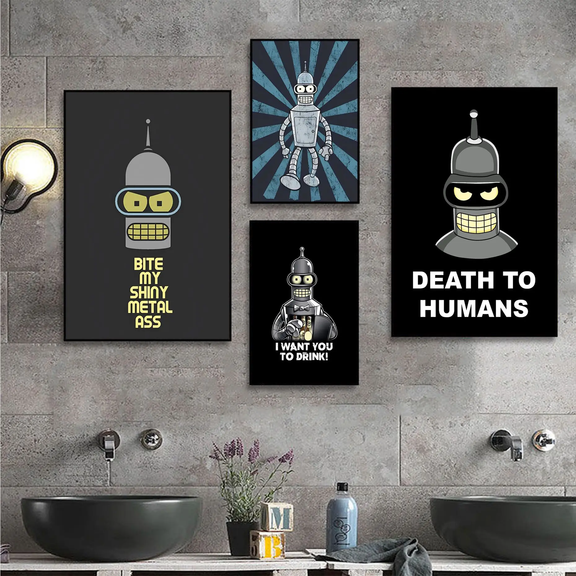 F-Futurama B-Bender Art DIY Sticky Poster Fancy Wall Sticker for Living Room Bar Decoration Home Decor