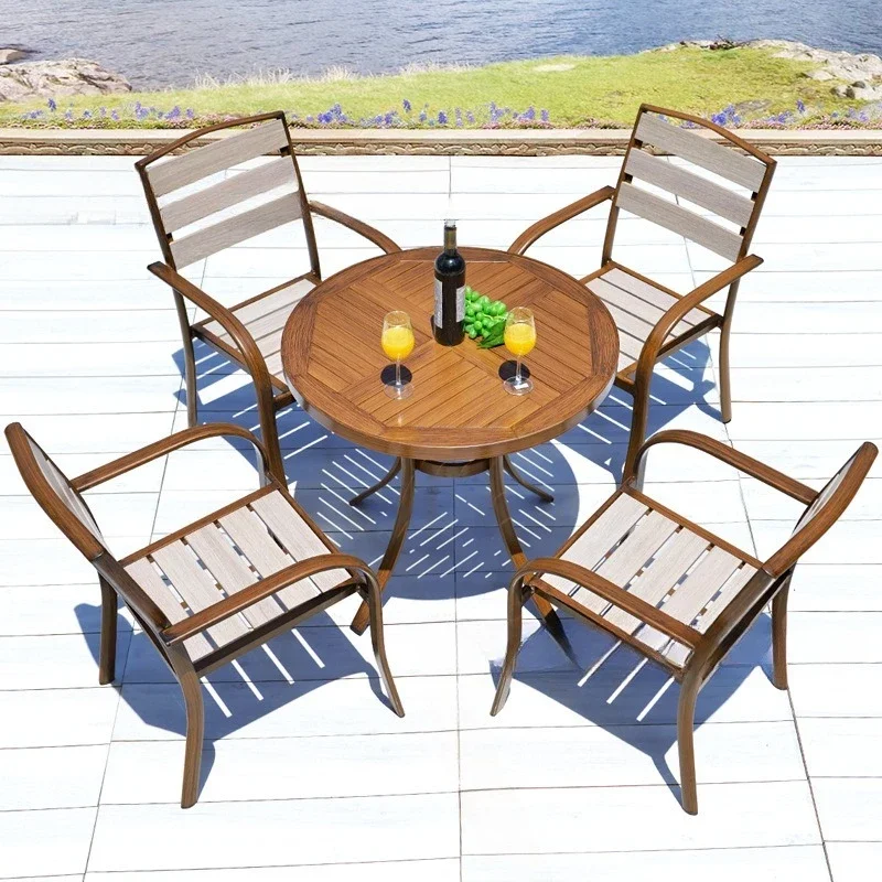 Kafe tahan air di luar ruangan, restoran bergaya retro barat, balkon, taman