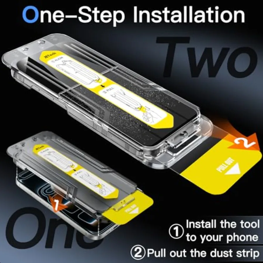 Pellicola salvaschermo per iPhone 17 Pro Max 6,9 pollici 10 secondi Kit di installazione facile con vassoio di allineamento OneStep Antifingerprint Te