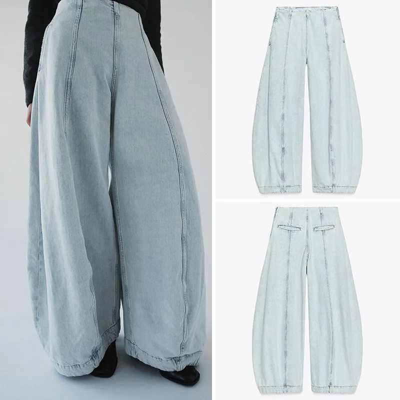Otoño nuevas mujeres sueltas de cintura alta globo Denim Jeans versátil cómodo ajuste señoras Premium Quali pantalones vaqueros de cintura alta