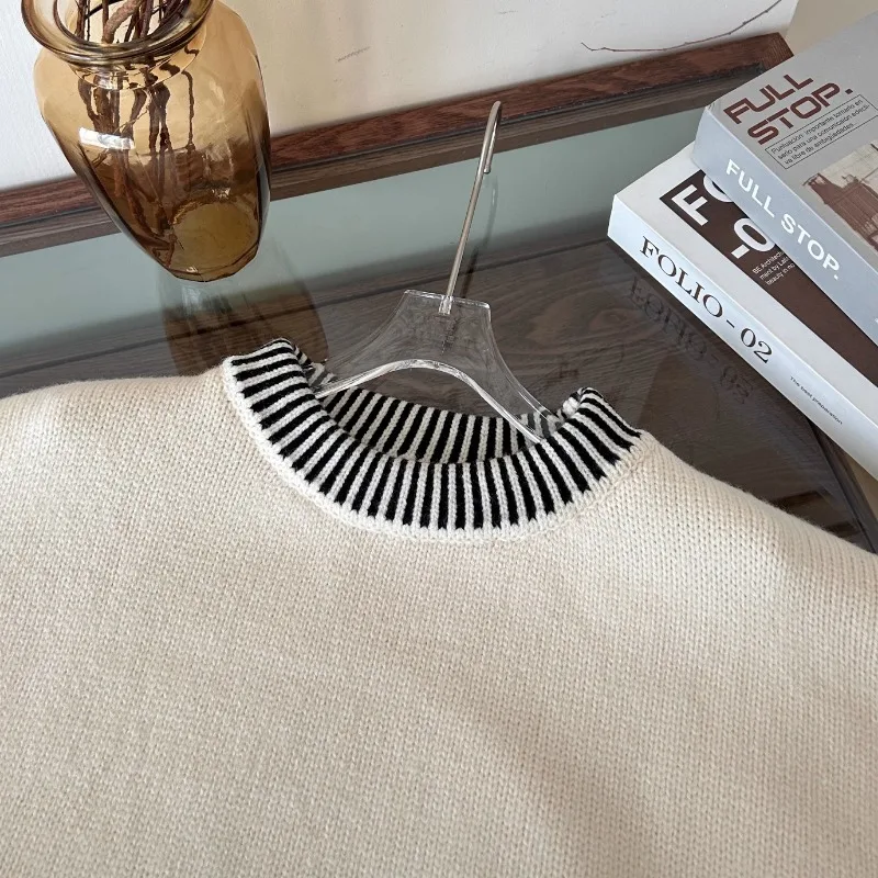 Pullovers for Women Knitted Panelled Ins O-neck Soft Loose Fit All-match Comfortable Casual Vintage Autumn Winter Sweaters Chic