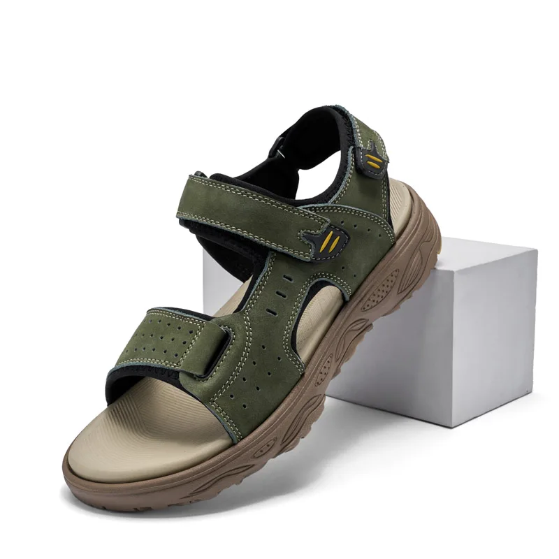 

Genuine Leather Sandals For Men Summer Outdoor Retro Sandals Beach Verano Sandale Homme Sandalias Hombre