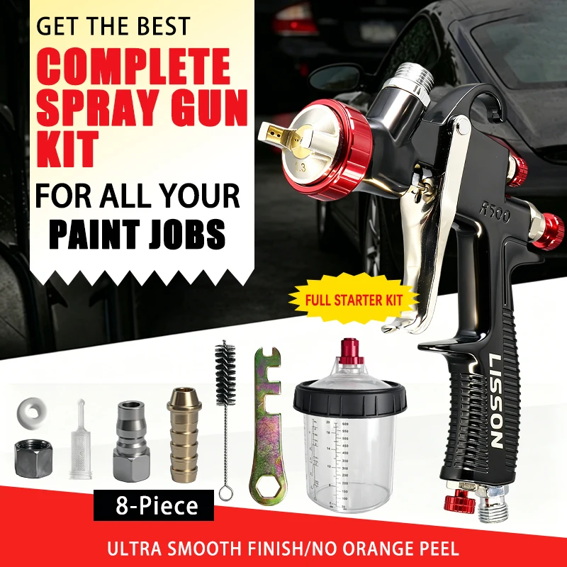 Pistola de Pintura de Grado Industrial, Boquilla de 1.3 mm, Herramienta Profesional para Pintar Chapa Metálica de Automóviles, Pistola de Pulverización Neumática de Alimentación por Gravedad