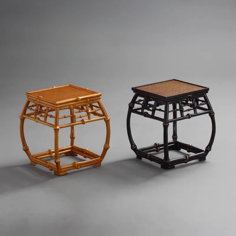 

Круглый бамбуковый стул в антикварном стиле, оригинальный бамбуковый табурет для чая, подставка для цветов, подставка для ваз