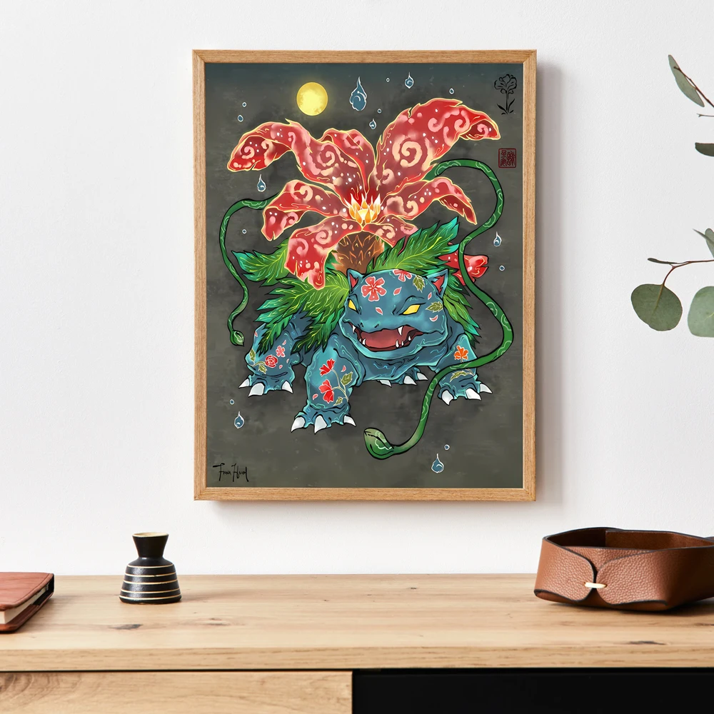 Poster Klasik Gaya Ukiyoe Tokoh Anime Pokemon Lugia Hd Lukisan Kanvas Dekorasi Rumah Dekorasi Kamar Tidur Anak-anak Hadiah Liburan