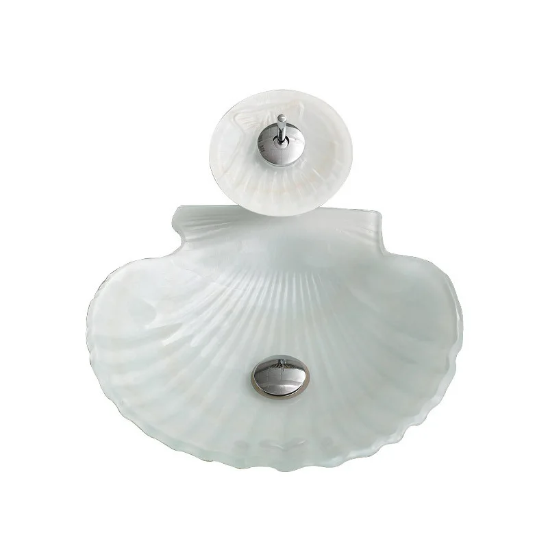 

Bathroom glass washbasin toilet fashionable scallop art table basin washbasin high-end quality