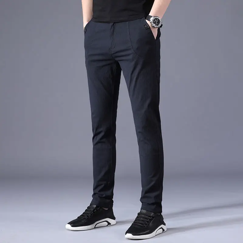 Men's New Summer Ice Silk Thin Fashion Business Casual Popularity Slim Fit Straight Solid Color Versatile Comfortable Pants