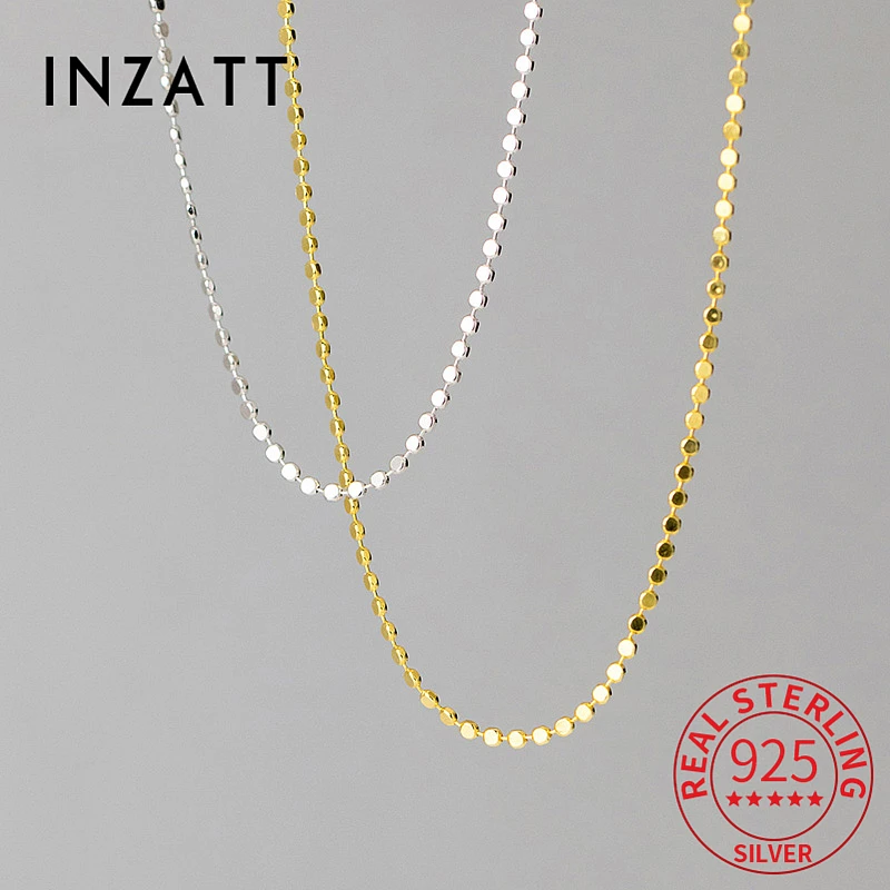 

INZATT Real 925 Sterling Silver Bead Chain Choker Necklace For Fashion Women Classic Fine Jewelry Minimalist Geometric Bijoux