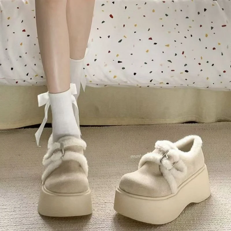 

Женские зимние ботинки на толстой подошве, новинка 2023 года, зимняя женская обувь, бархатная теплая хлопковая обувь на утолщенном меху