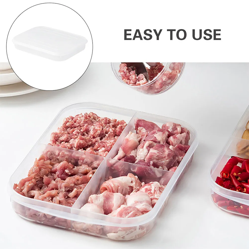

2Pcs Fresh Sealed Preservation Boxes Four-Grid Storage Boxes Kitchen Refrigerator Food Holder Sealed Box Fresh Preservation Box