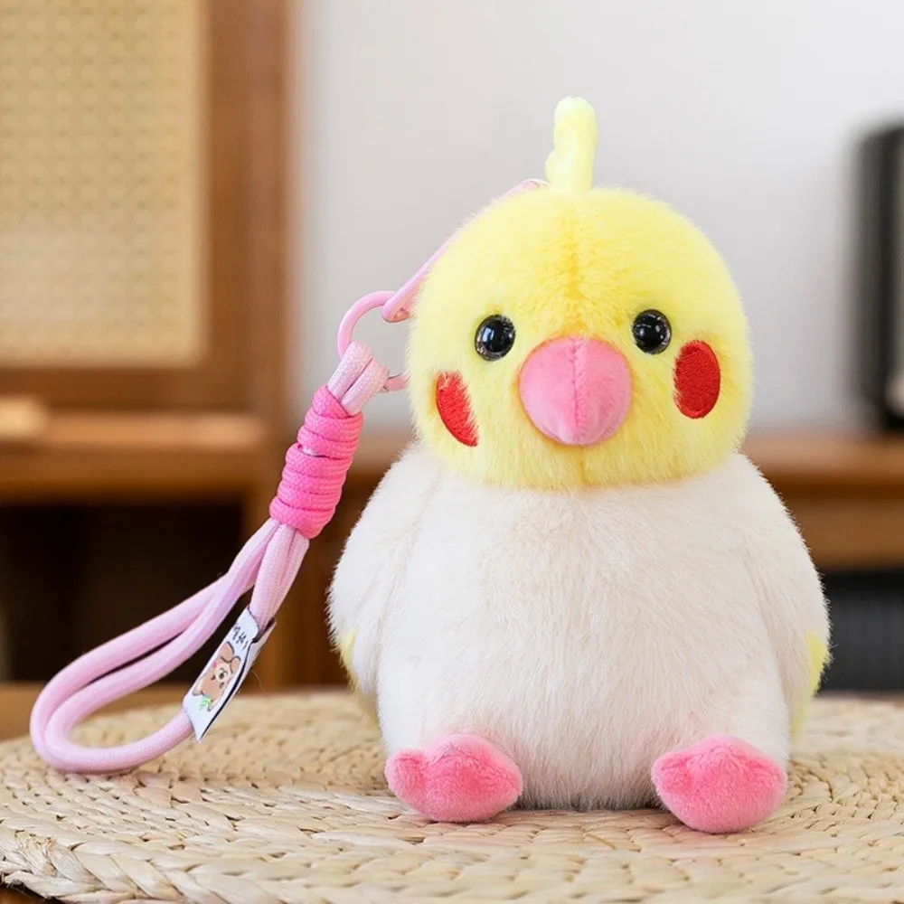 Cute Animal Bird Plush Keychain Realistic Sparrow Bird Doll Pendant Colorful Kawaii Furry Birds Keyrings Birthday Gift
