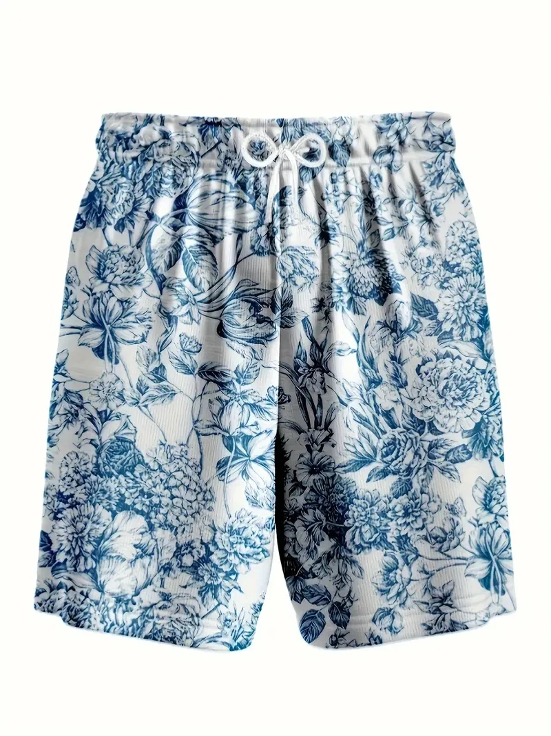 Calça de praia com padrão crânio masculino, calção estampado em 3D, respirável, fitness, rua, verão