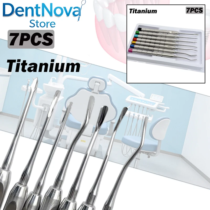 

7Pcs Dental Elevator Set Titanium Professional Luxating Elevators for Minimally Invasive Tooth Extraction Tools