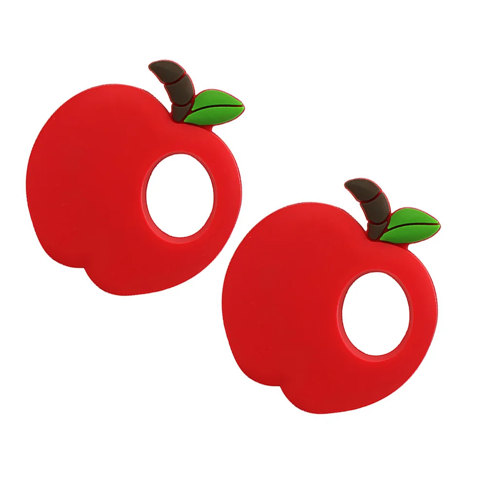 

2Pcs Baby Molar Apple Shape Teether Soft Silicone Infant Chewing Comfort Educational Chewing Aid Shape Teether