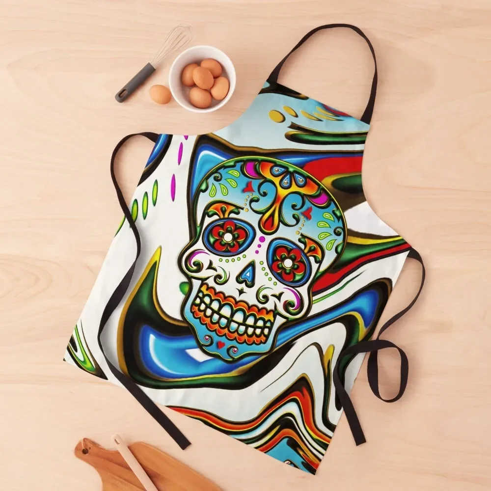 Mexican Sugar Skull, Day of the Dead, Dias de los muertos Apron For Hairdresser Apron