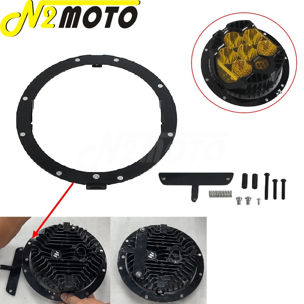 7 inch Headlamps Round Bracket Kit For Baja Designs LP6 For Harley Touring Tri Glide CVO Street Glide FLHXSE FLHXS 1999-Later view 2