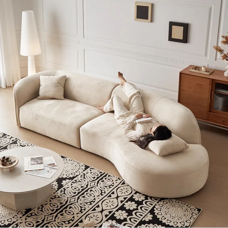 Qiyu moon curved sofa clothing store beauty salon fabric combination special-shaped wind