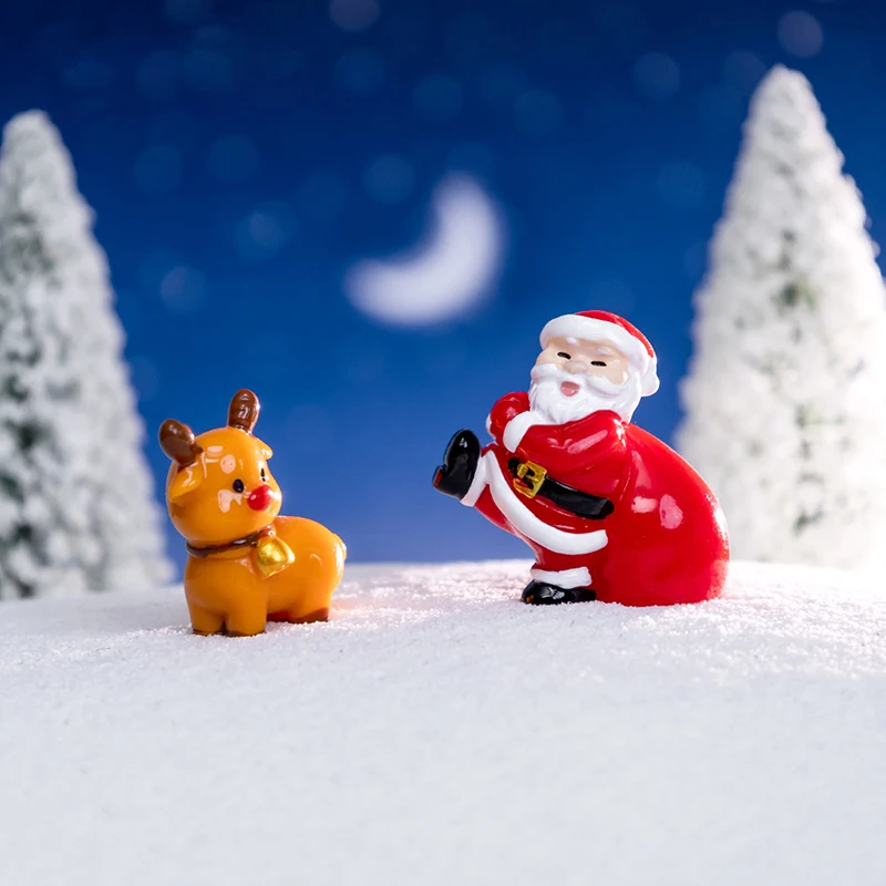 Mini estatuilla de muñeco de nieve de Papá Noel de resina, modelo micropaisaje, estatuilla de jardín en miniatura artesanal, decoración de adorno para el hogar de Año Nuevo