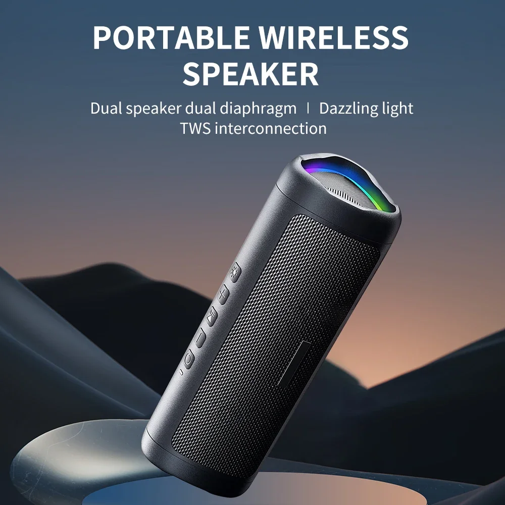 C27 Portable Subwoofer Waterproof Speaker With HD Microphone Flashing Light Supports TWS Interconnection BT Function Outdoor Use